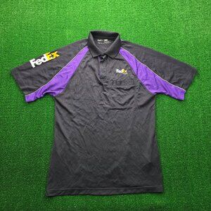 Fedex Ground Polo Shirt Mens Medium Black Employee Uniform Work Wear